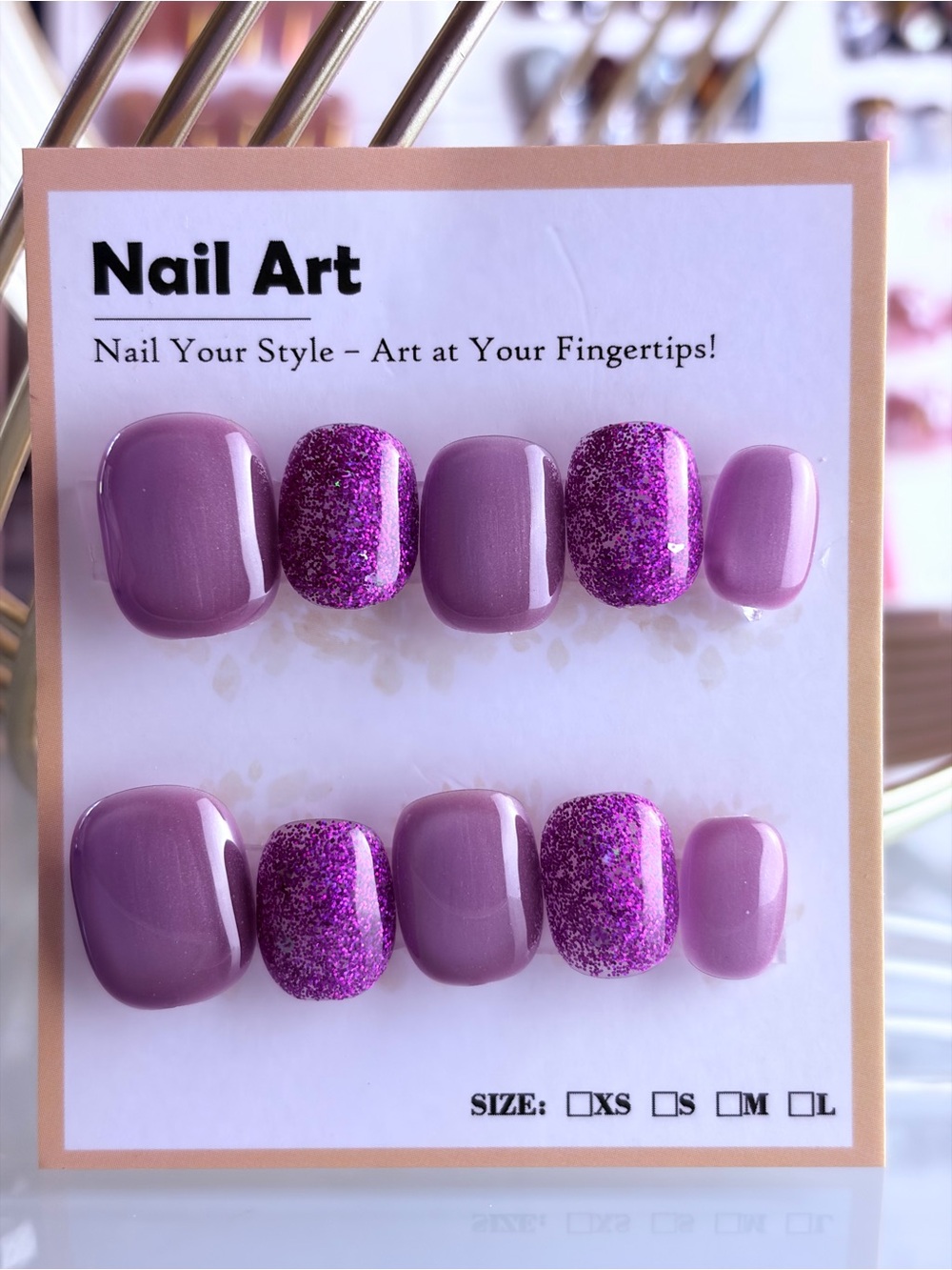 Purple Cat Eye Glitter Press-On Nail Set Large